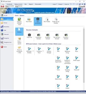 RETscreen energy analysis dashboard