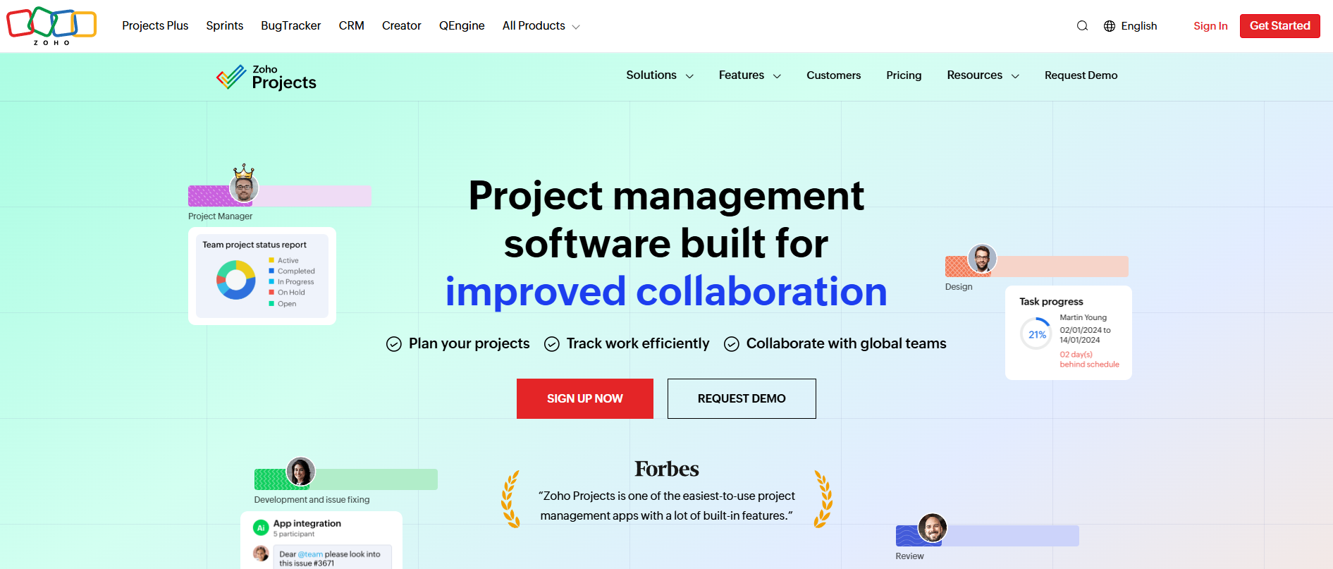 Zoho projects UI