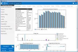 SAM System Advisor Model simulation dashboard
