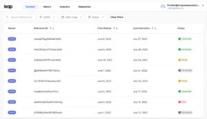 Leap Actions Dashboard for managing virtual power plant meter enrollment