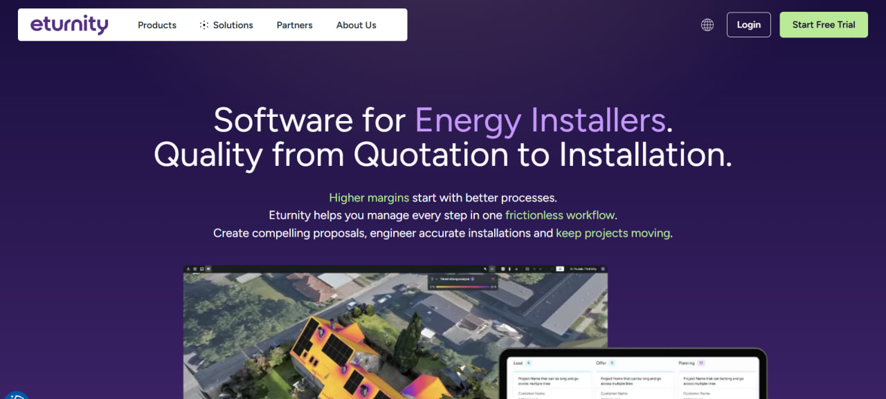 Eturnity Solar Expert homepage